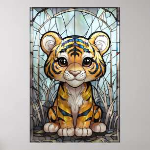 Stained Glass Tiger Cub – Jungle Nursery Poster