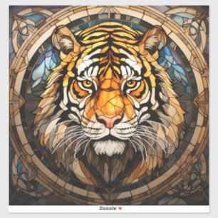 Stained Glass Tiger Vinyl Sticker