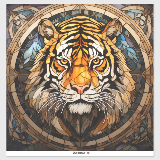 Stained Glass Tiger Vinyl Sticker (Sheet)