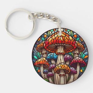 Stained glass toadstools key ring