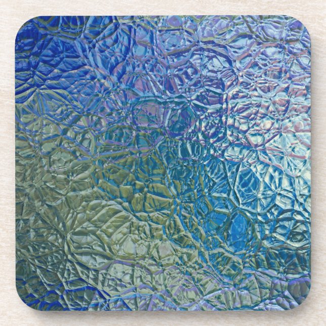 Stained glass, transparent colourful shiny window coaster (Front)