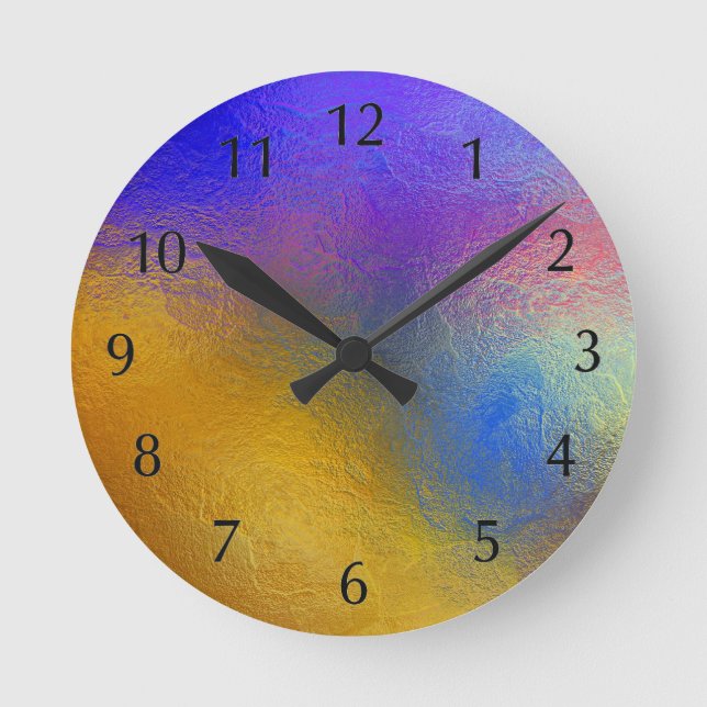 Stained glass, transparent colourful shiny window round clock (Front)