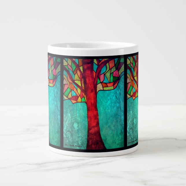 Stained Glass Tree design Large Coffee Mug (Front)