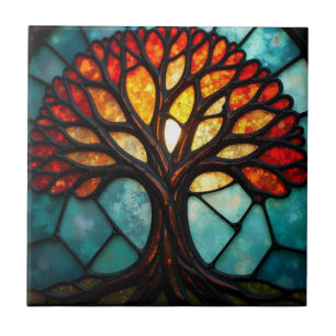 Stained Glass Tree of Life  Ceramic Tile