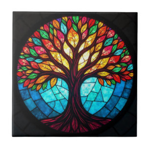 Stained Glass Tree of Life  Ceramic Tile