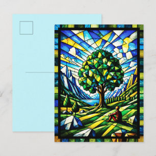Stained Glass Tree of Serenity Postcard