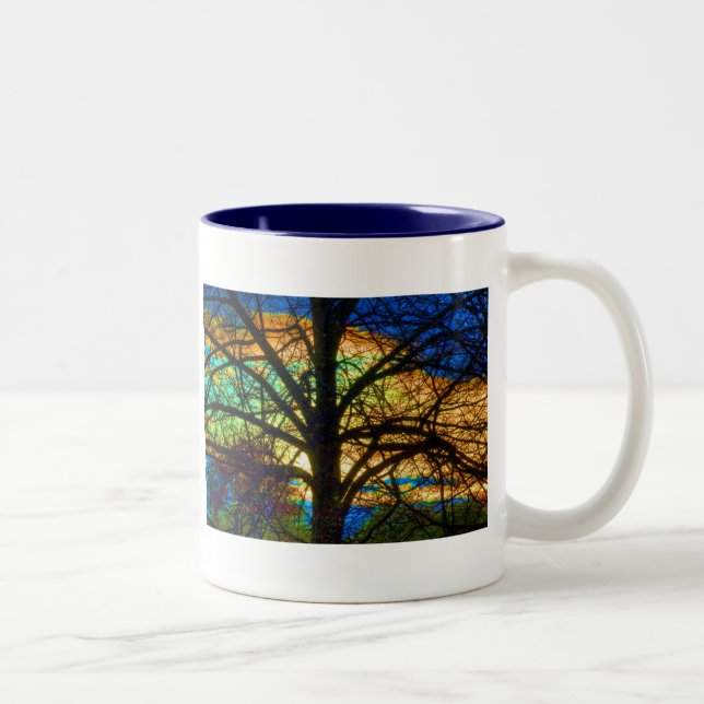 Stained Glass Tree Two-Tone Coffee Mug (Right)