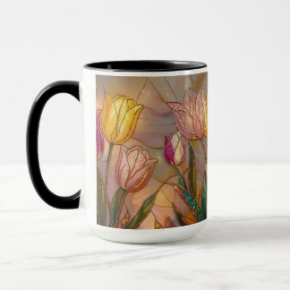 Stained Glass Tulip Mug: Floral Art Mug