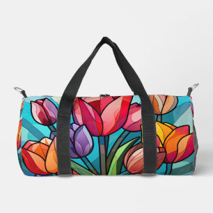 Stained Glass Tulips Duffle Bag