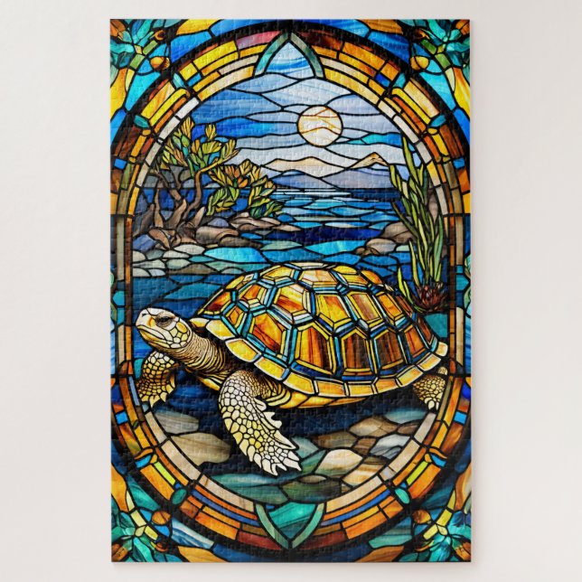 Stained Glass Turtle Jigsaw Puzzle (Vertical)