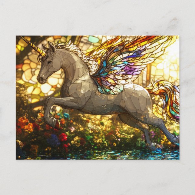 Stained glass unicorn postcard (Front)
