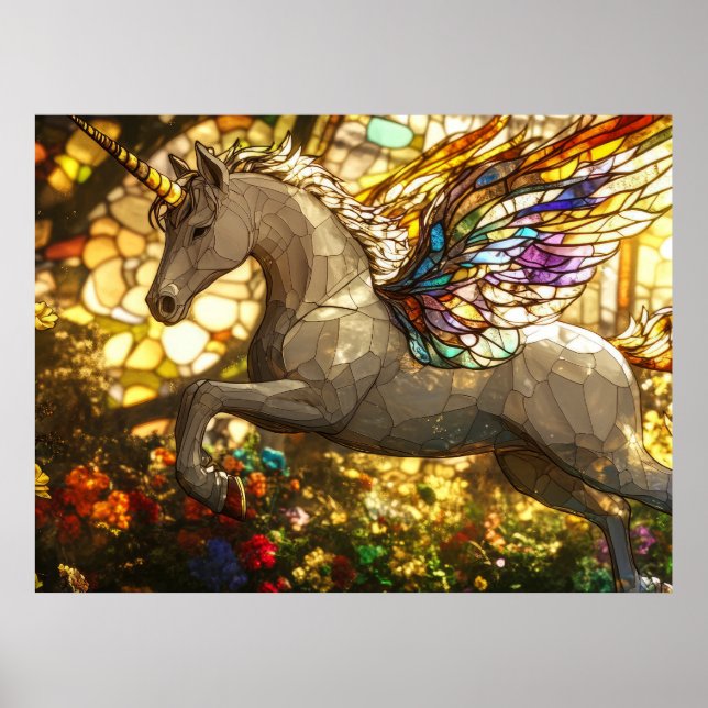 Stained glass unicorn poster (Front)
