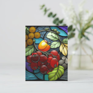 Stained Glass variety fruits  Postcard