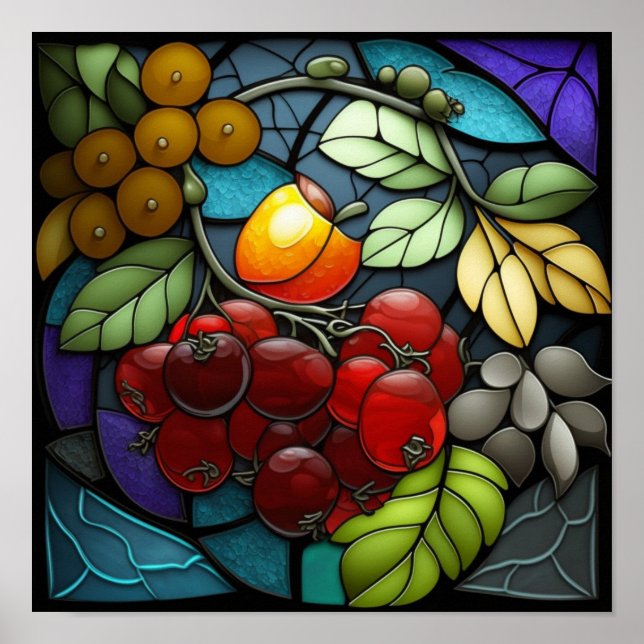 Stained Glass variety fruits  Poster (Front)