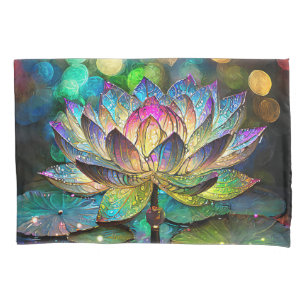 Stained Glass Vibrant Lotus Flower Pillowcase