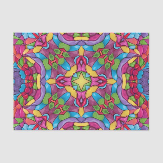 Stained Glass Vintage Purple Kaleidoscope Tissue Paper (Front)