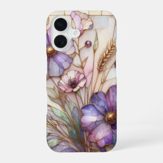 Stained glass violet flower iPhone 16 case