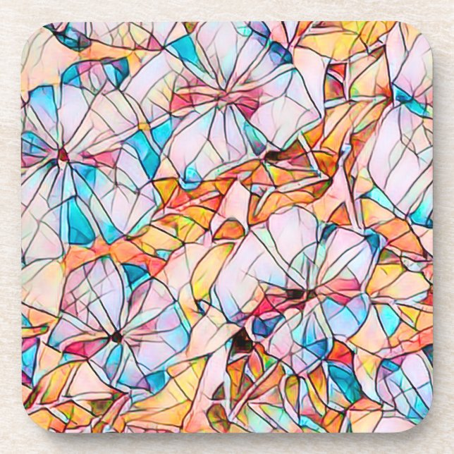 Stained Glass Violets Coaster (Front)