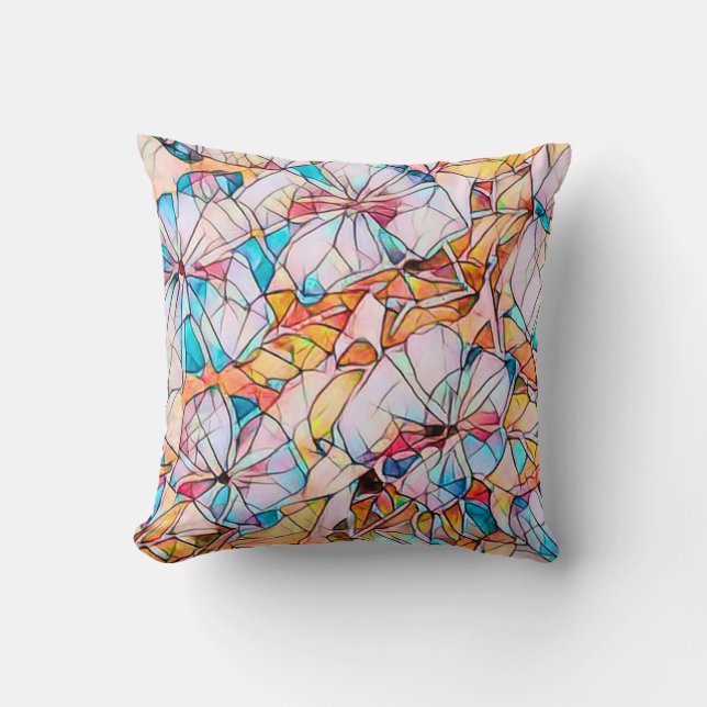 Stained Glass Violets Cushion (Front)