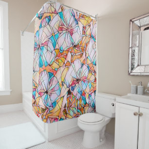 Stained Glass Violets Shower Curtain