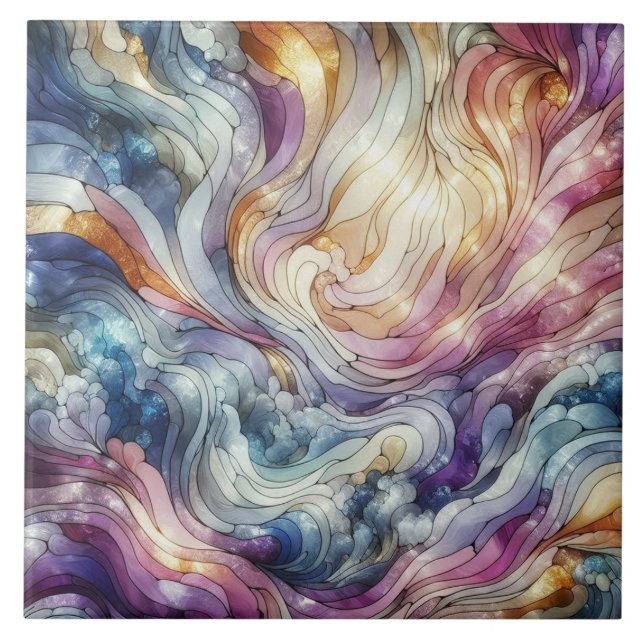 Stained glass wave ceramic tile (Front)