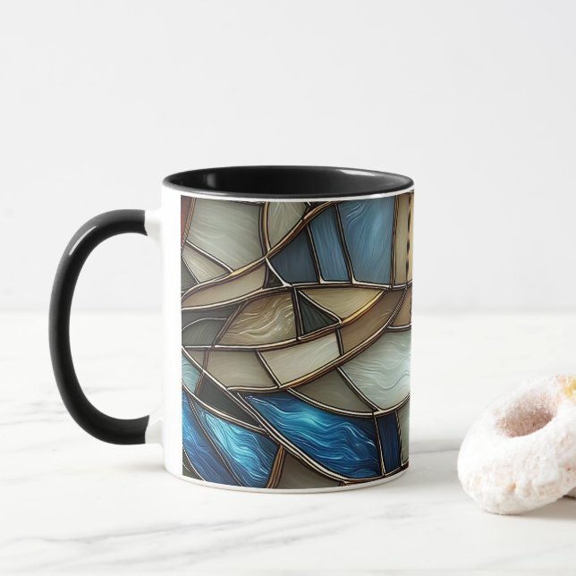 Stained Glass Waves Mug (With Donut)