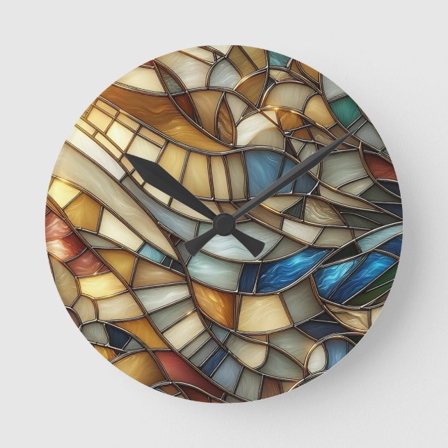 Stained Glass Waves Round Clock (Front)