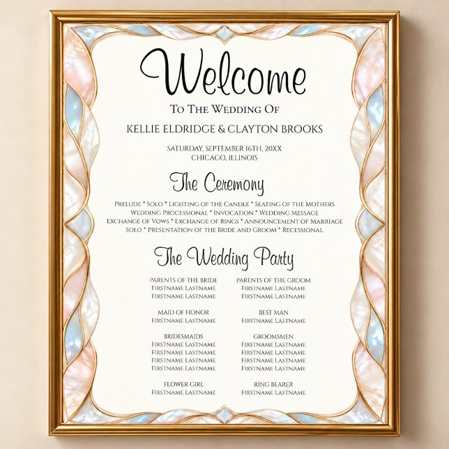Stained Glass Wedding Ceremony Program Sign (Creator Uploaded)