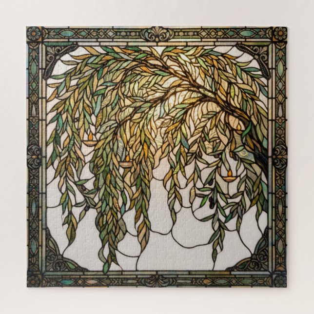 Stained Glass Weeping Willow Grace & Peace Puzzle (Vertical)