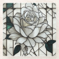 Stained Glass White Rose