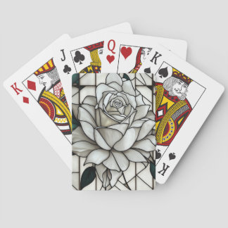 Stained Glass White Rose Playing Cards