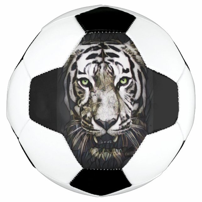 Stained Glass White Tiger Soccer Ball (Front)