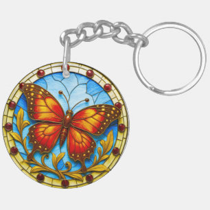 Stained glass window butterfly key ring