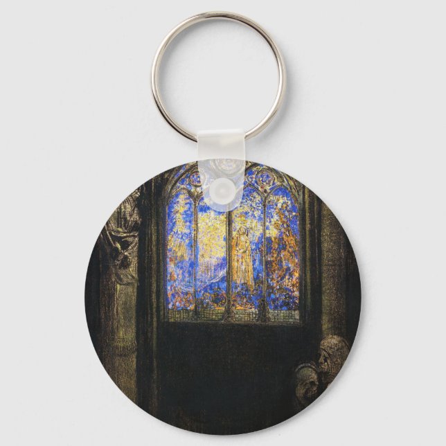 Stained Glass Window by Odilon Redon Key Ring (Front)