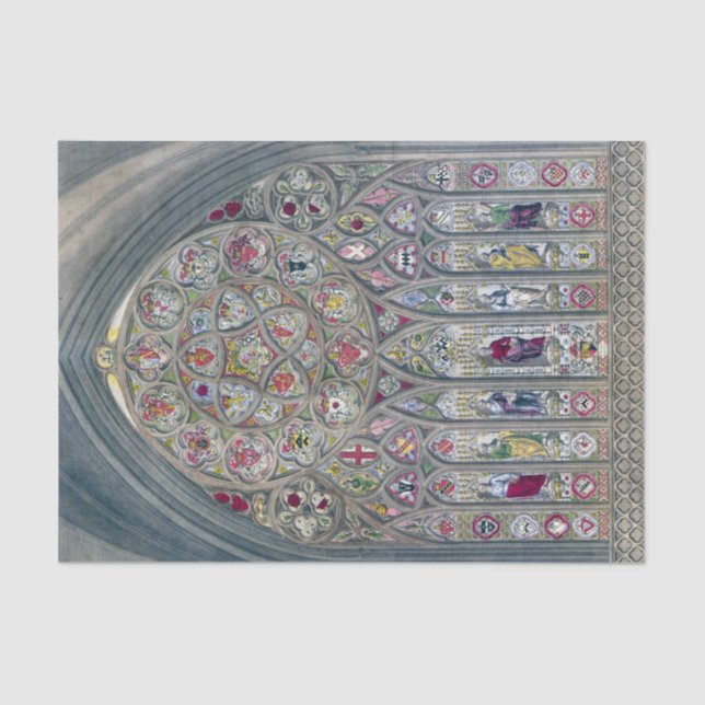 Stained glass window cathedral church illustration tissue paper (Front)