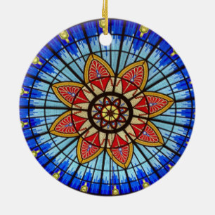 Stained glass window ceramic ornament