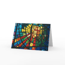 Stained glass window Christian Cross Greeting Card