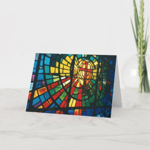 Stained glass window Christian Cross Greeting Card