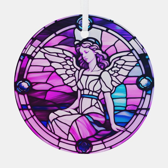 Stained Glass Window Christmas Tree Angel Decoration (Back)
