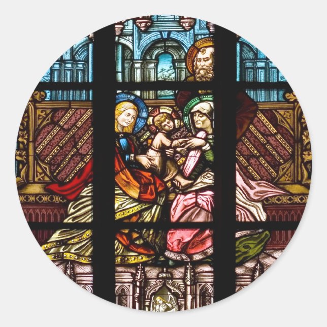 Stained glass window classic round sticker (Front)