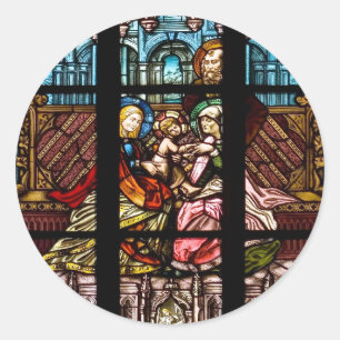 Stained glass window classic round sticker
