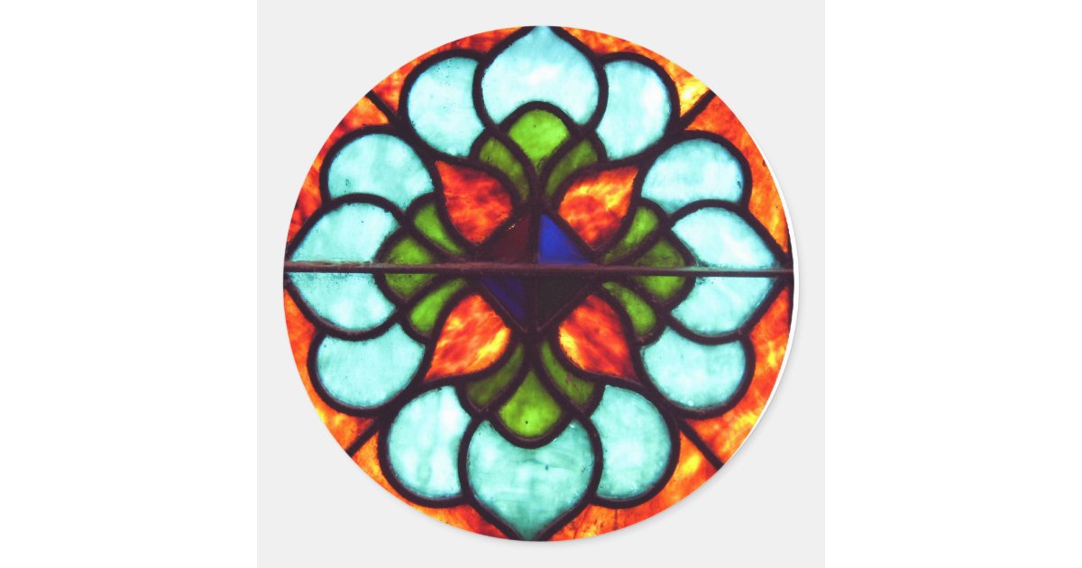 Stained Glass Window Classic Round Sticker Zazzle