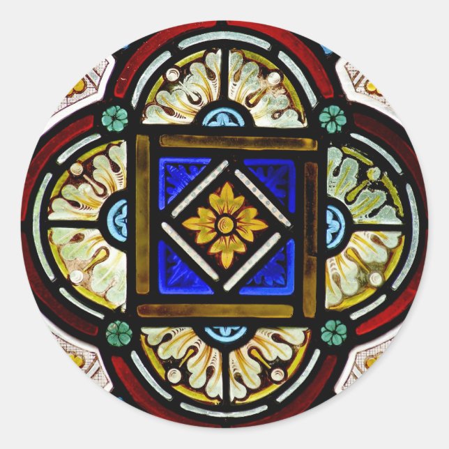 Stained Glass Window Classic Round Sticker (Front)