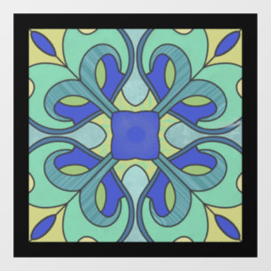Stained Glass Window Decal Aqua One