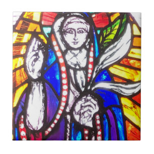 Stained Glass Window Design Religious Figure on a Ceramic Tile
