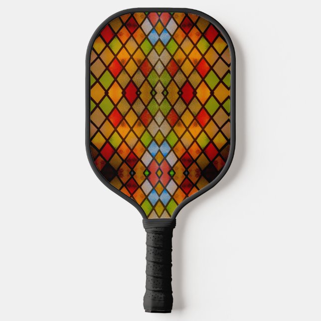 Stained Glass Window Diamond Pattern  Pickleball Paddle (Back)