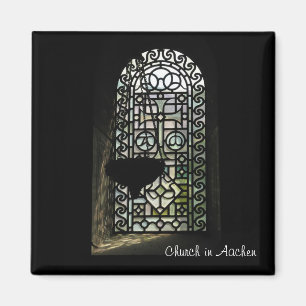 Stained glass window in church in Aachen Magnet