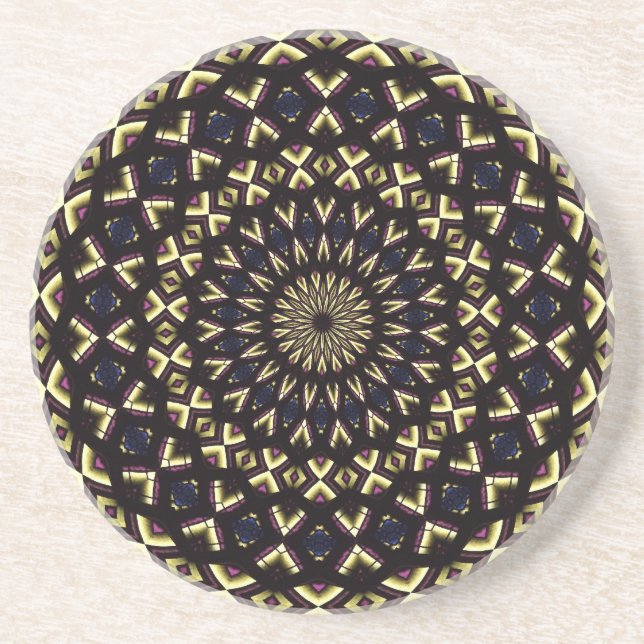 Stained Glass Window Kaleidoscope 11 Coaster (Front)