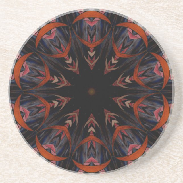 Stained Glass Window Kaleidoscope 12 Coaster (Front)