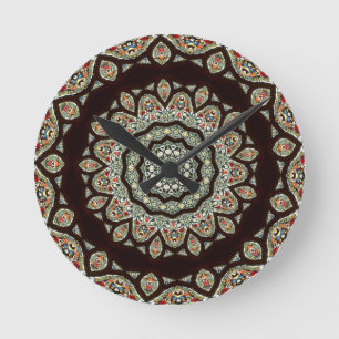 Stained Glass Window Kaleidoscope 13 Round Clock